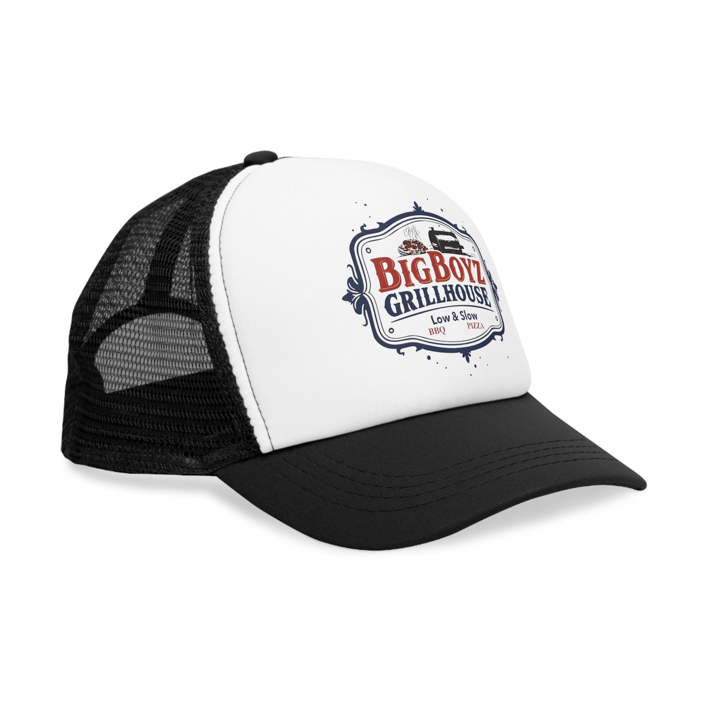 Trendy Mesh Cap with BBQ Grillhouse Design, Fun Gift for Grill Enthusiasts, Summer BBQ Accessory, Outdoor Event Hat, Father's Day Gift